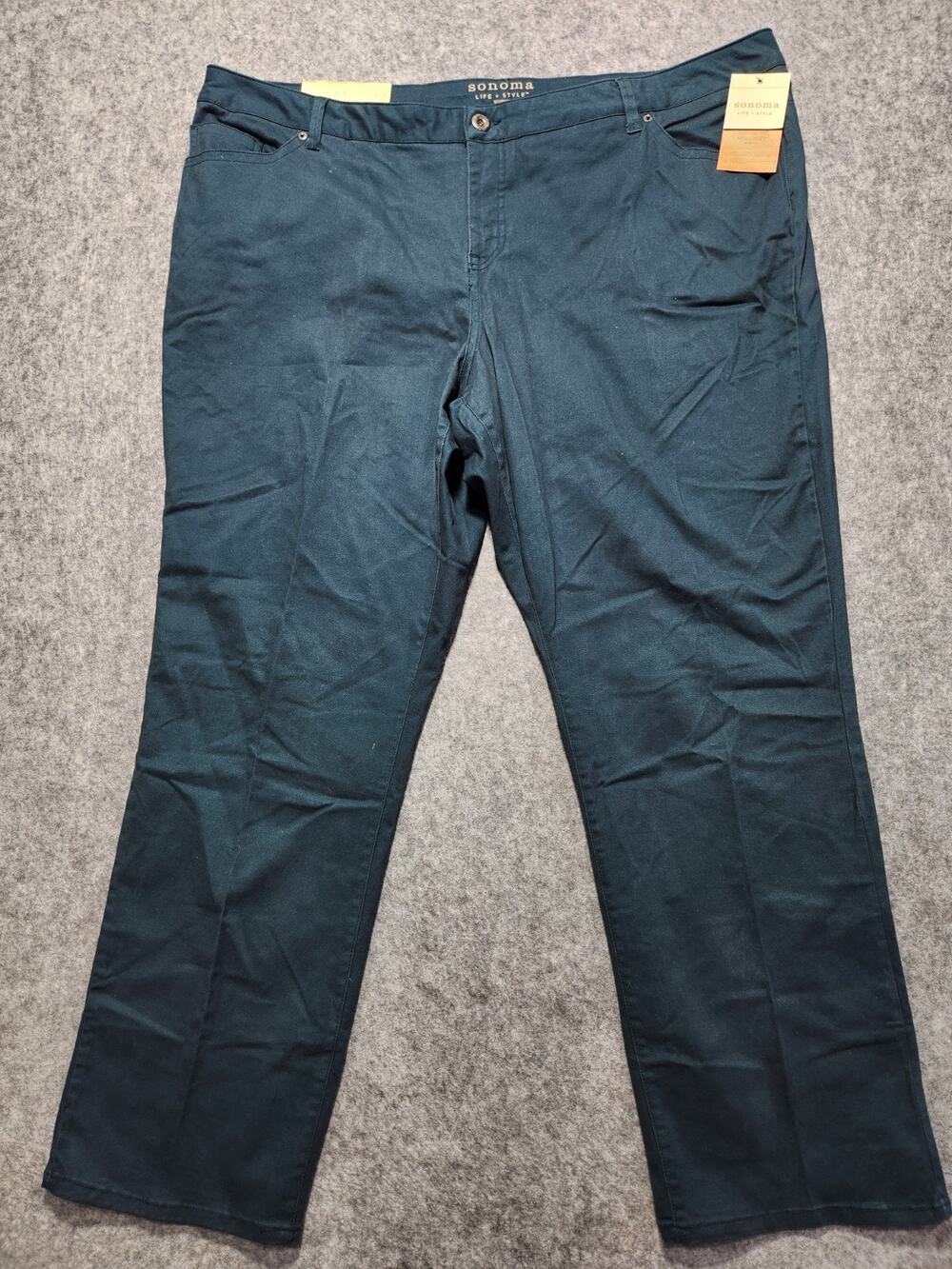 Sonoma Life + Style Women's Modern Straight Leg Pants Dark Teal NWT Stretch...
